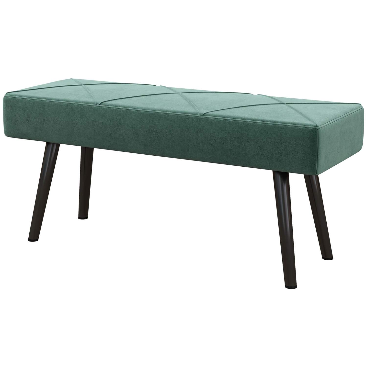 Grøn fløjlsbænk med X-mønster, 100x36x45 cm