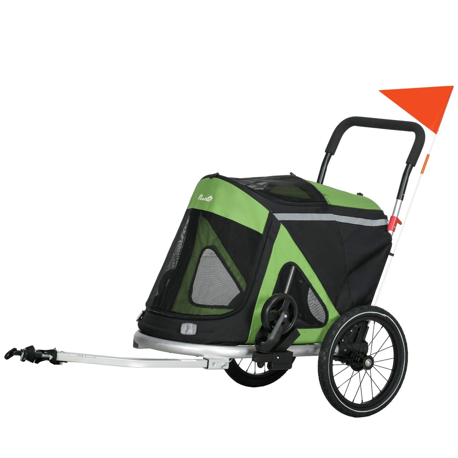 Hundevogn & cykelanhænger 2-i-1, sikkerhedssnor, 20 kg