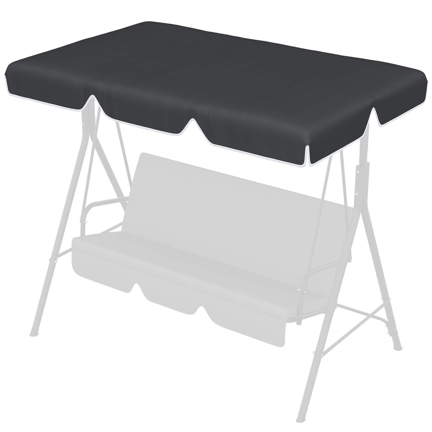 Sort UV-beskyttet udskiftningsbaldakin til 2-sæders gynge