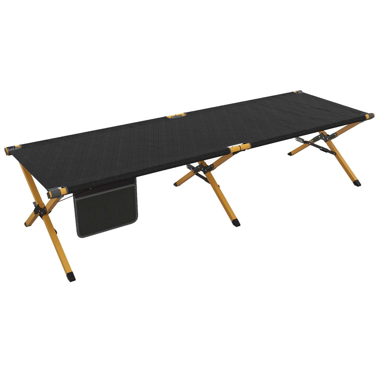 Sammenklappelig liggestol med sidelomme Sort 196x64x45 cm