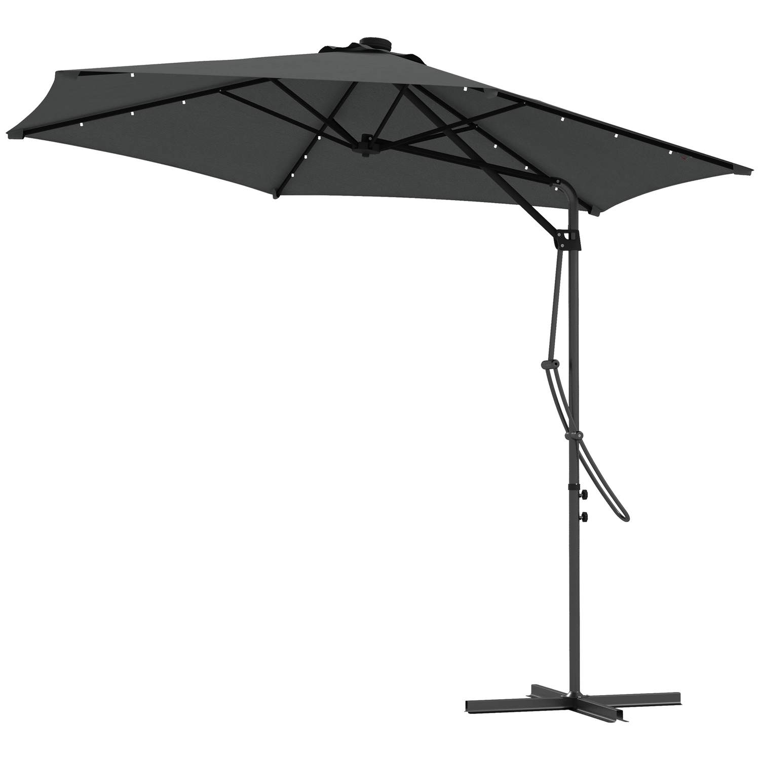 Cantilever Parasol Ø290 cm med UV-beskyttelse, Mørkegrå