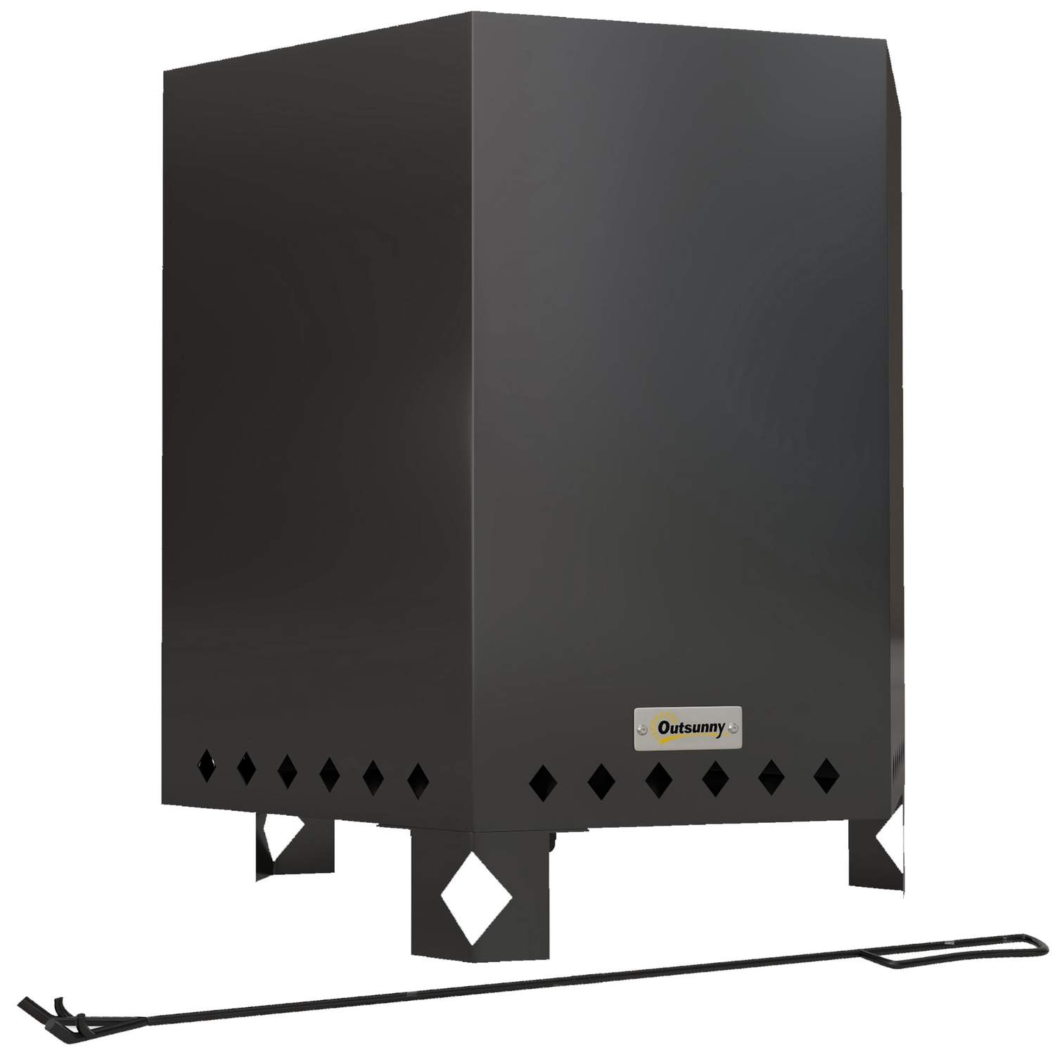 Røgfri ildkurv i sort metal til terrasse