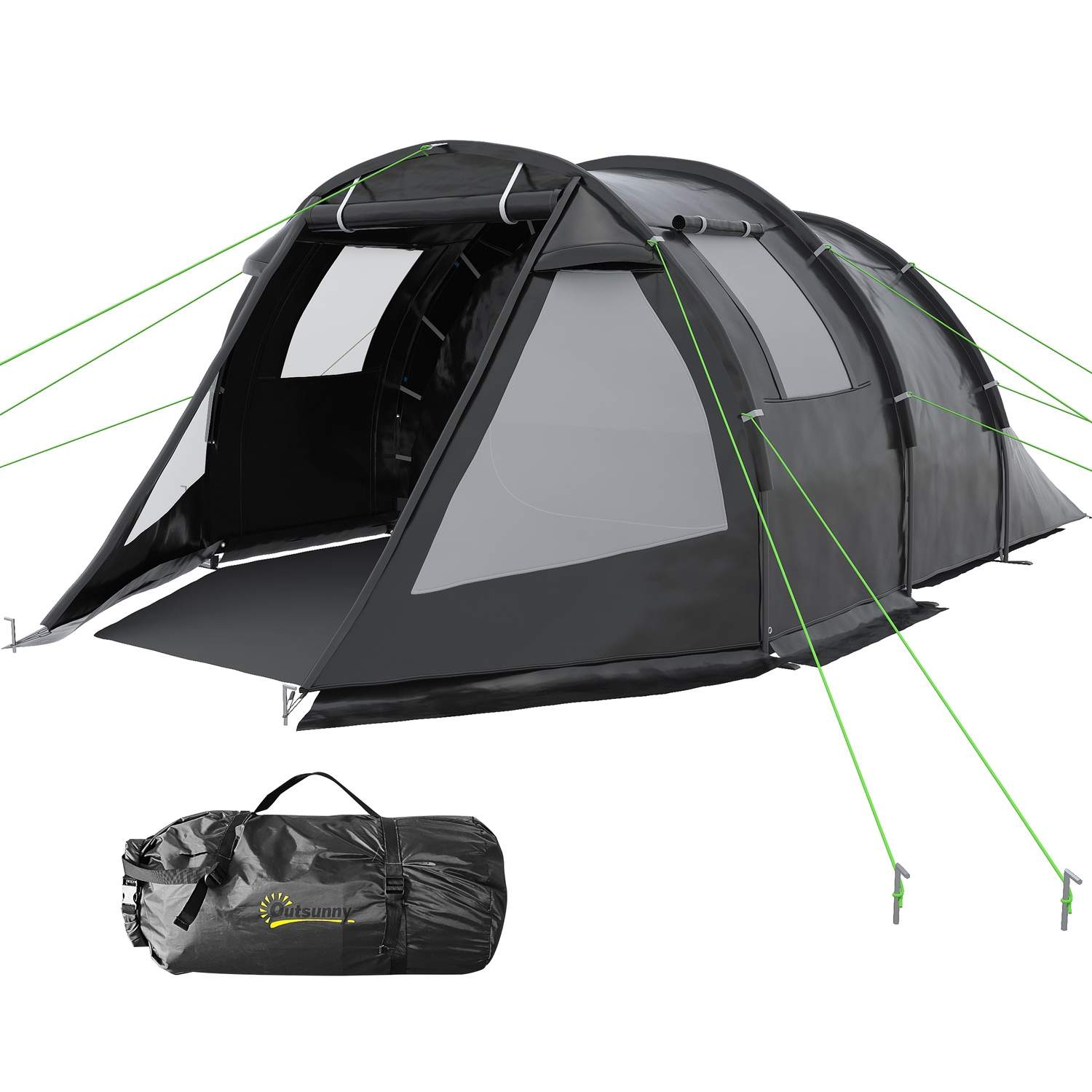 4-personers tunneltelt med UV-beskyttelse og 2 rum