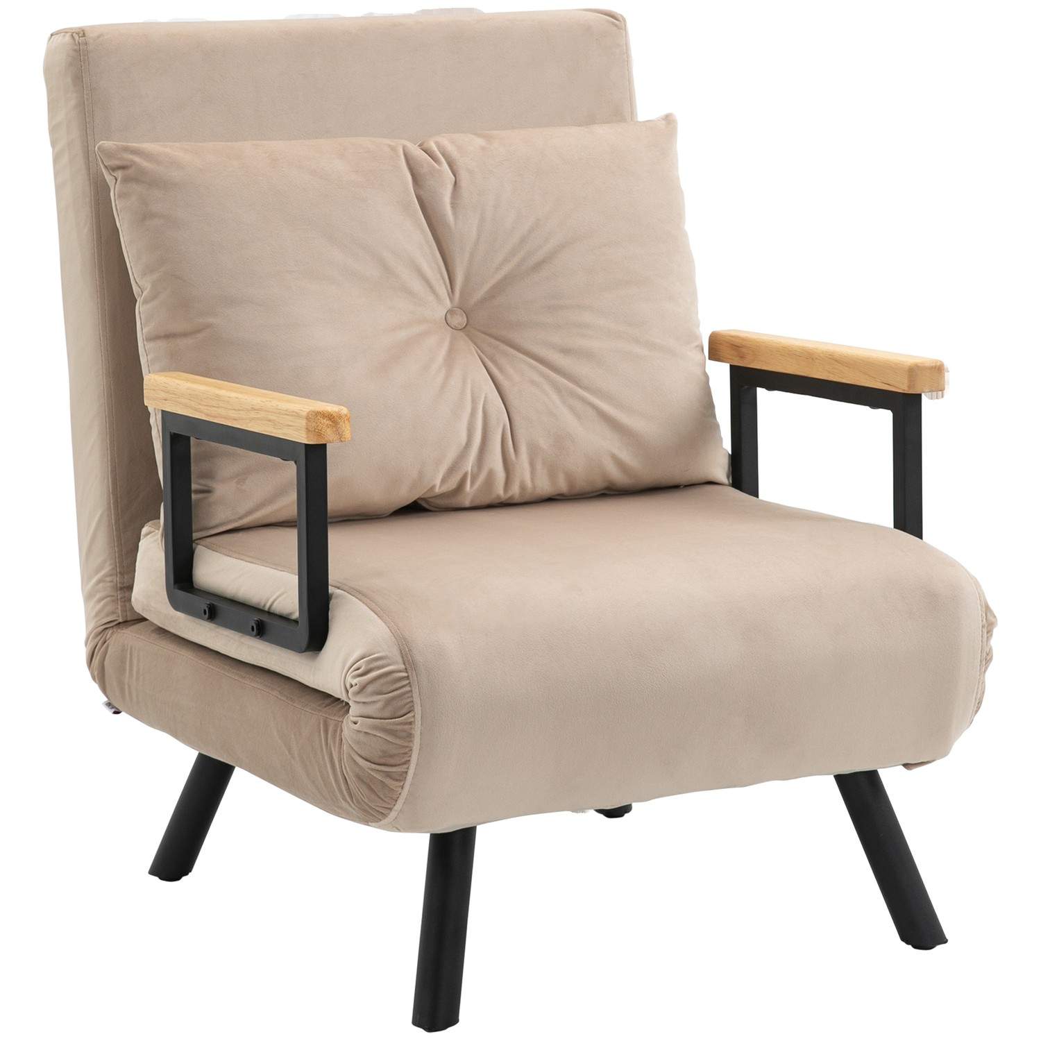 Beige sovesofa med sengefunktion og rygpude