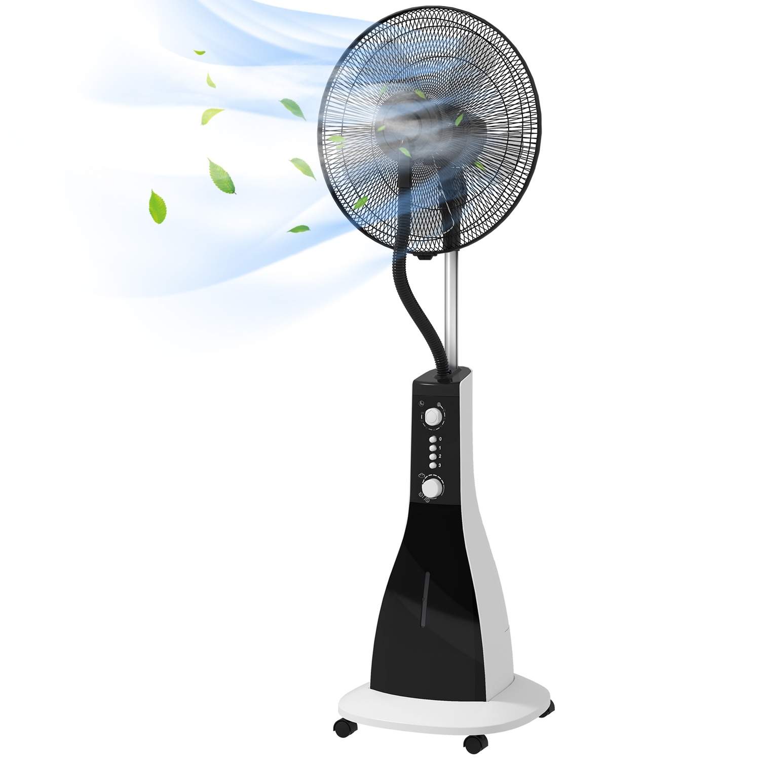 Sort oscillerende piedestalventilator med tågefunktion