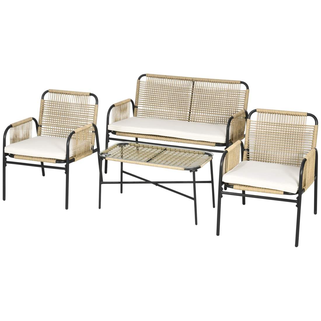 Gul Trädgårdsmöbelset i Polyrattan, 4-delad | Hem & Hobby | Pryloteket