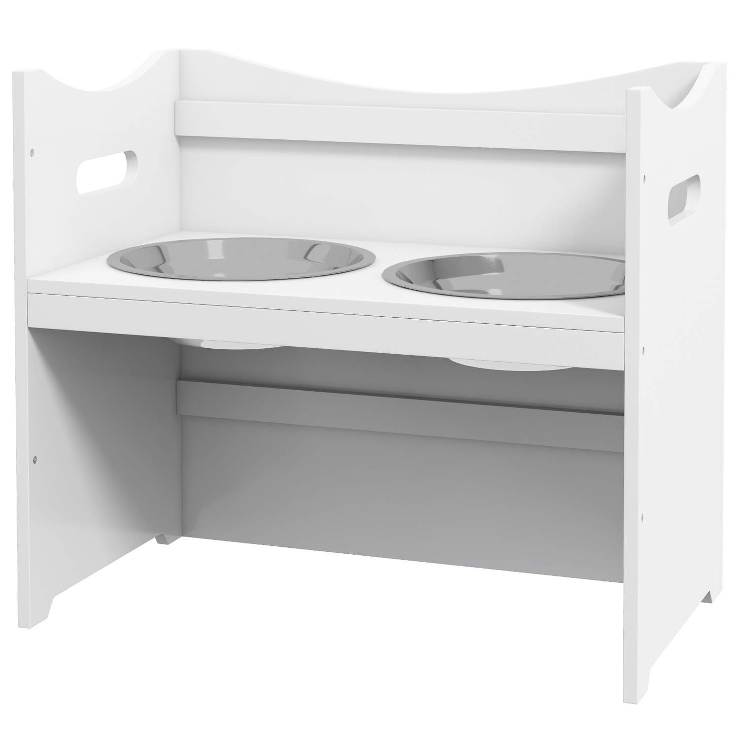 Højdejusterbar hundeskål 2L i rustfrit stål hvid