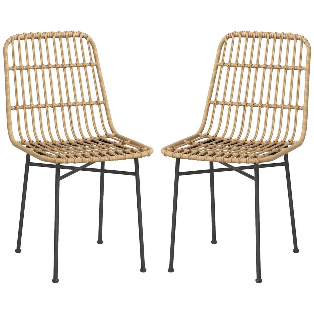 Set med 2 stålgula matstolar i råttlook | Hem & Hobby | Pryloteket