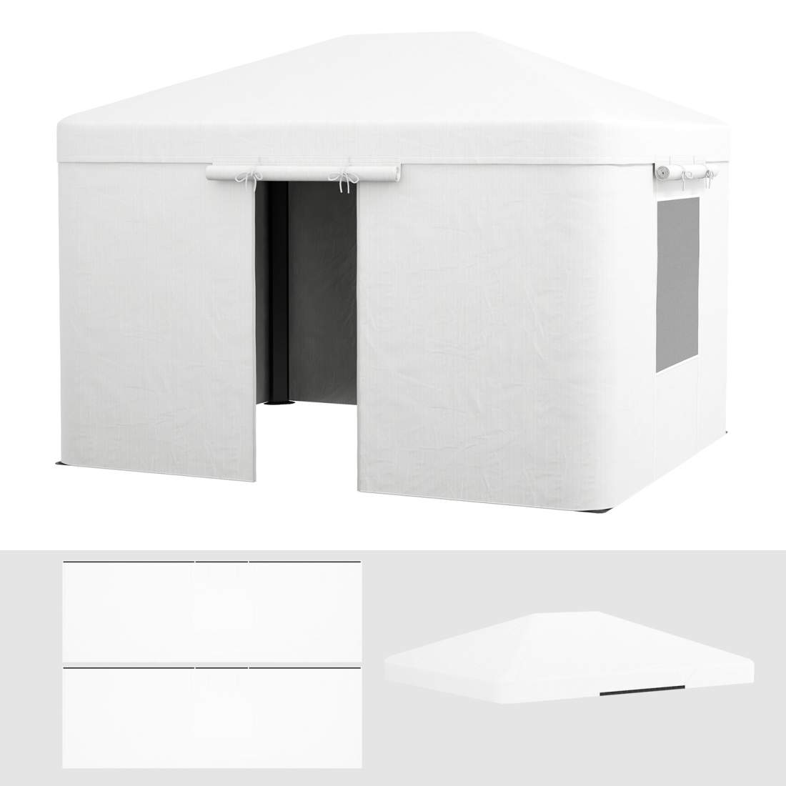 Vattentätt Gazebo Tak med Sidoväggar, Vit | Hem & Hobby | Pryloteket