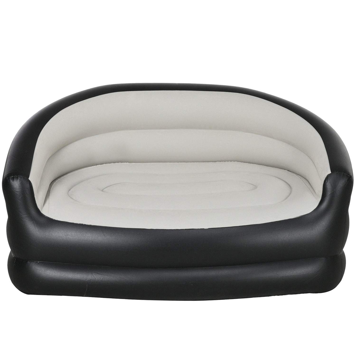 Oppustelig plyssofa til 2, lysegrå, 125x100x87 cm