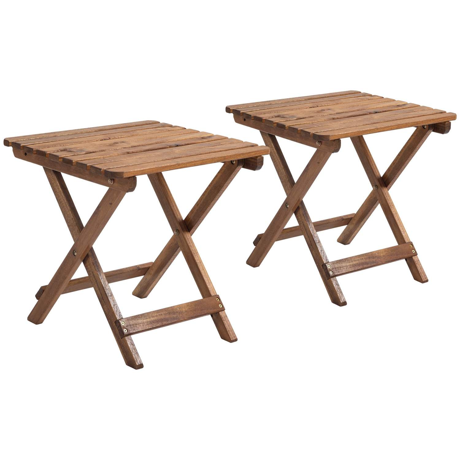 Sammenfoldelig Teak Sidebord Sæt til Have 45x45