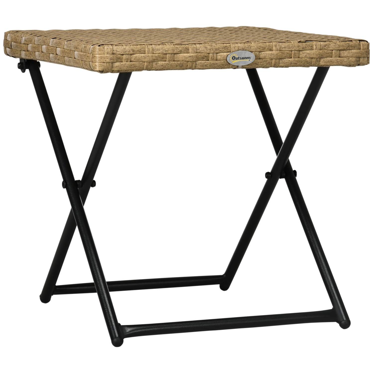 Sammenklappeligt sidebord i polyrattan til altan 40x40x40cm