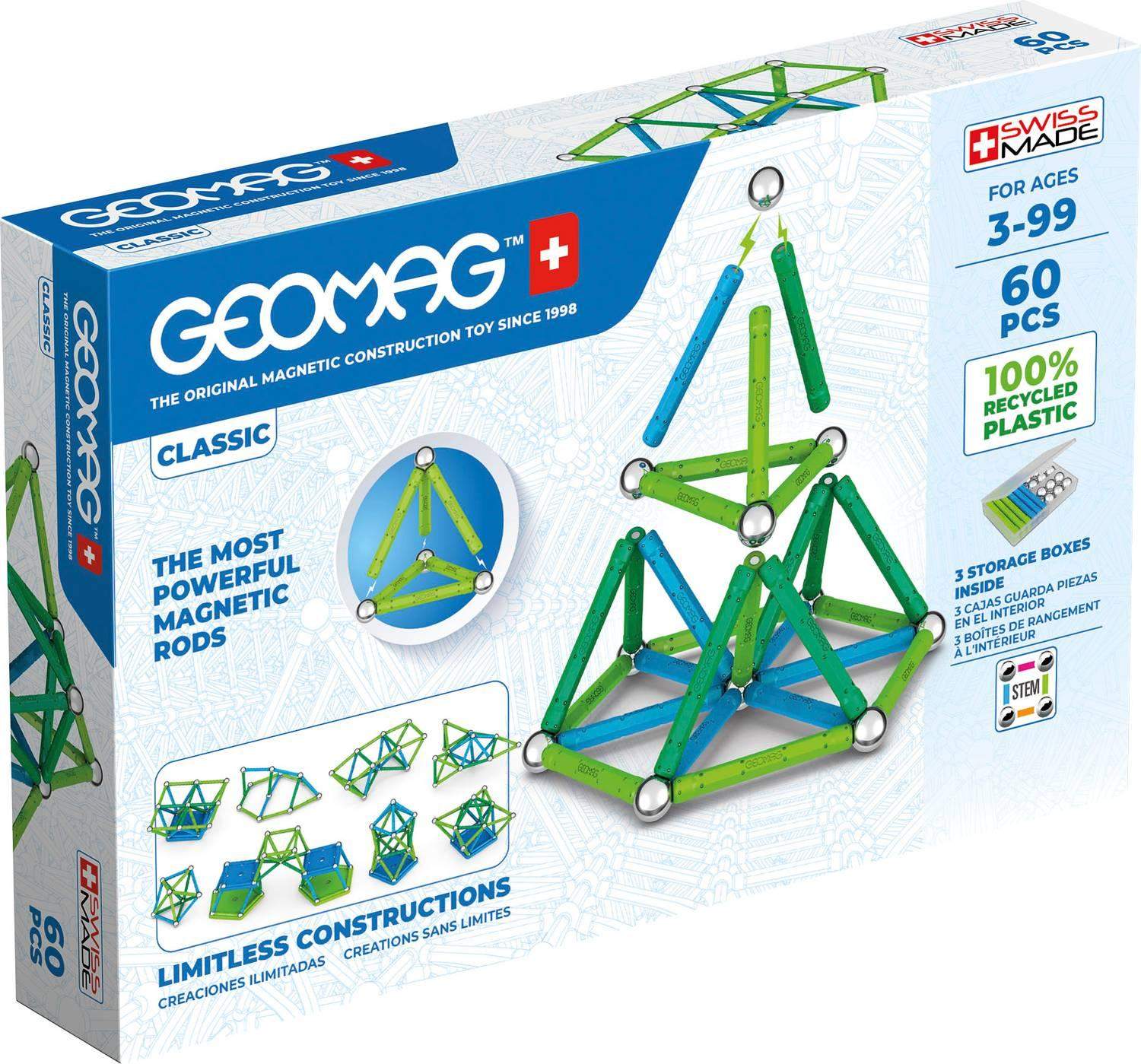 Geomag - Classic Green - Genbrugsplast - 60 dele - Fra 3 år.