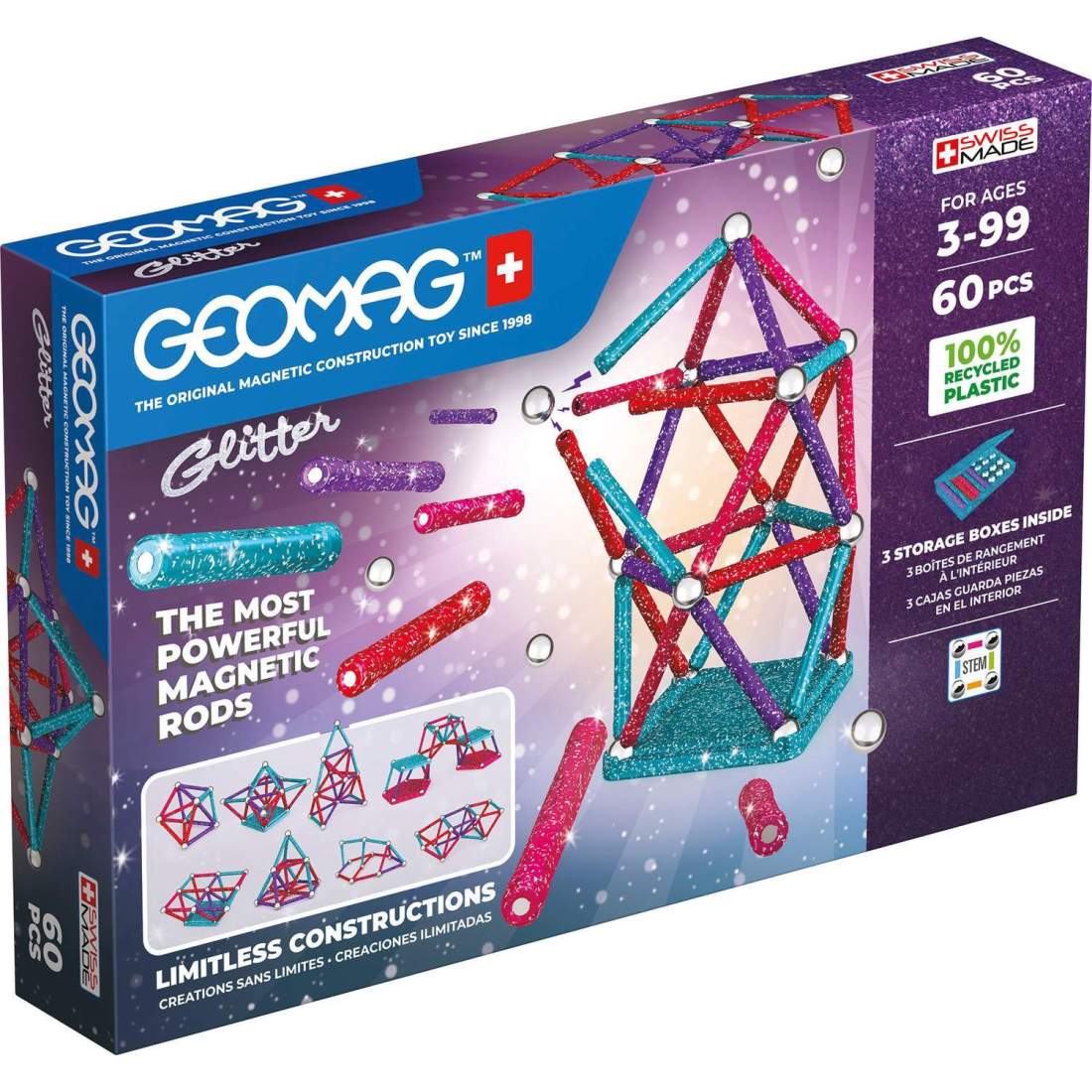 Geomag Glitter 60 Delar | Leksaker & Spel - Leksaker - Byggsatser & Byggklossar - GEOMAG | Pryloteket