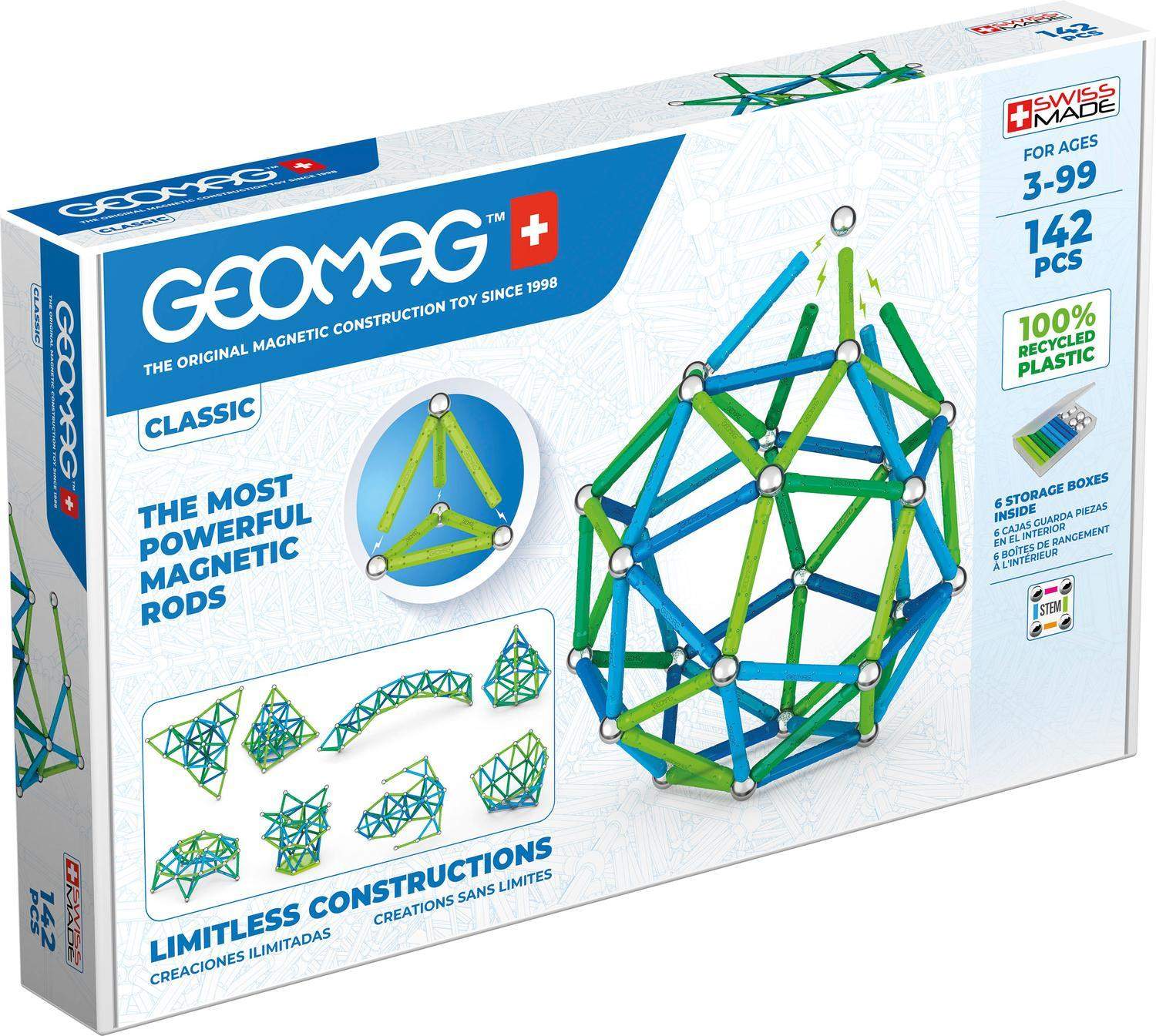 Geomag - Classic Green - Genbrugsplast - 142 dele - Fra 3 år.