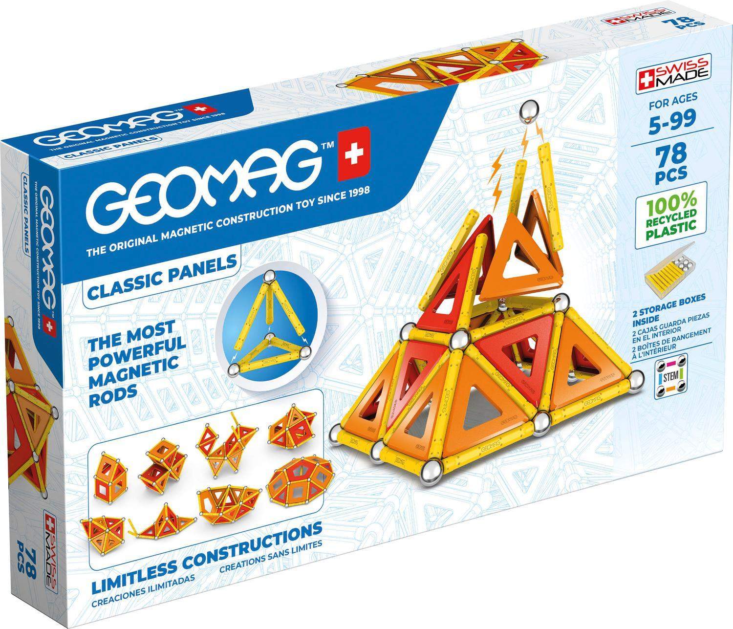 Geomag Magnetsæt - Classic Panels Recycled - 78 Dele