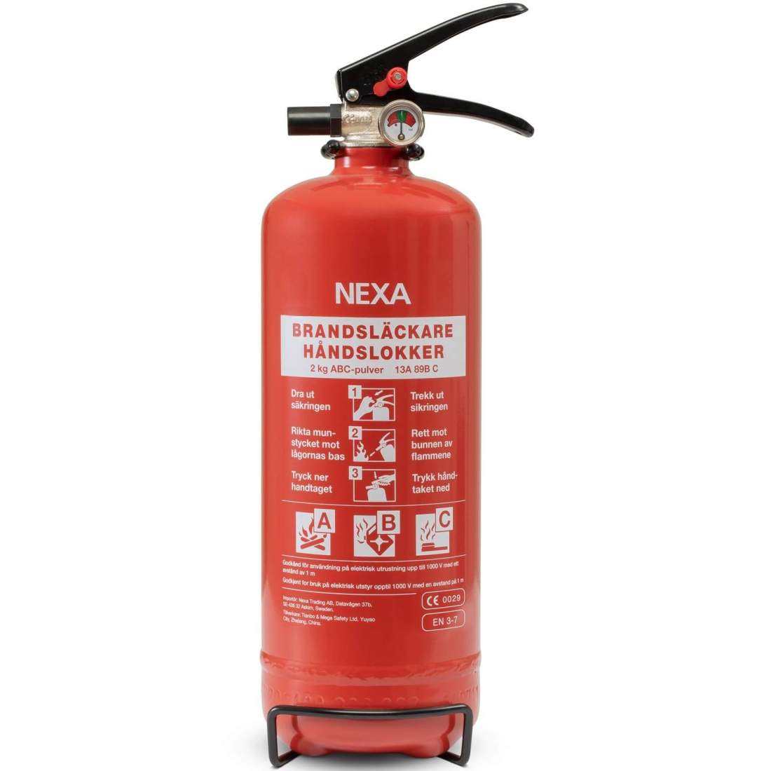 Produktfoto för NEXA Brandsläckare pulver 2kg röd 13A 89B C
