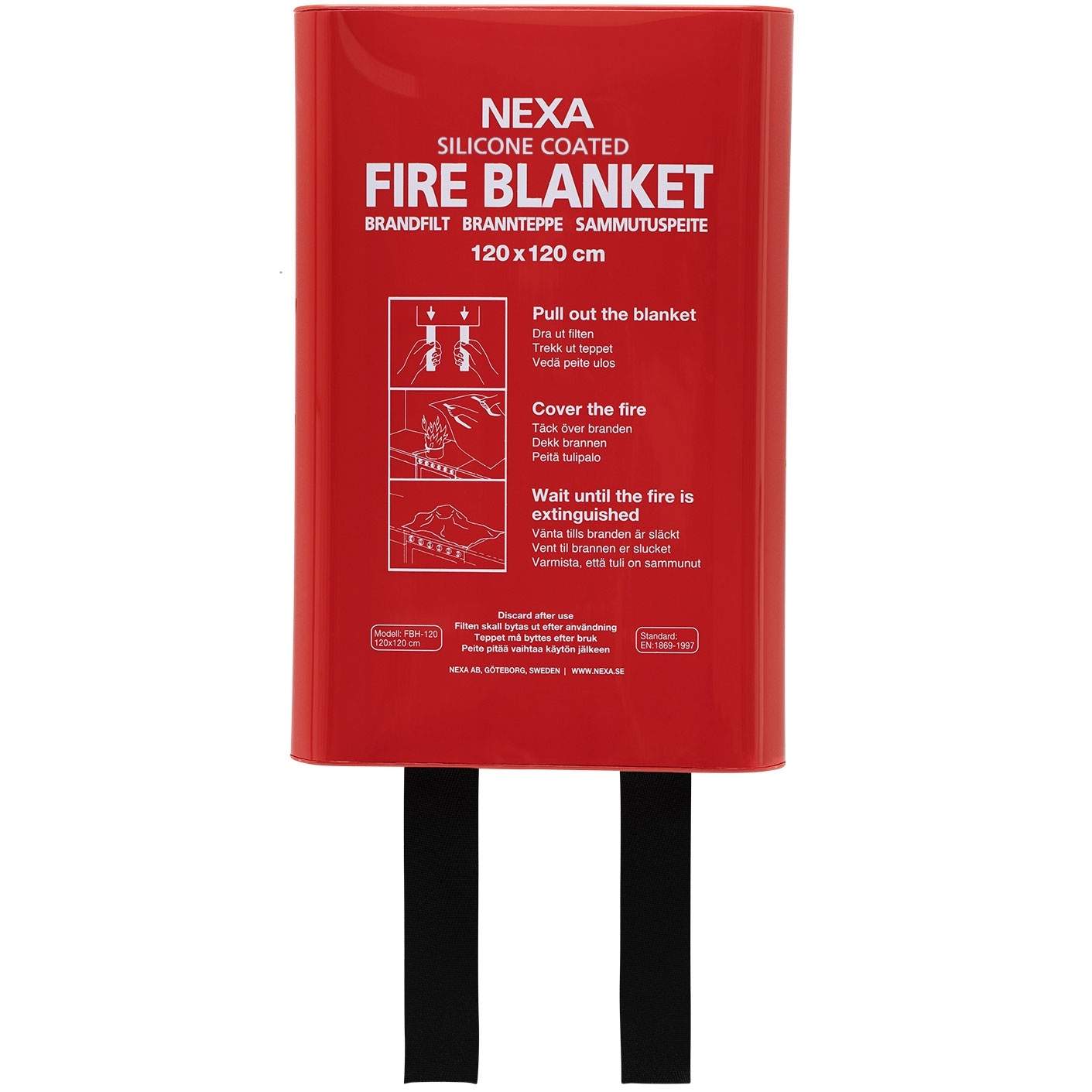 FB-120 RH Brandtæppe Silikone Rød 120x120 Æske