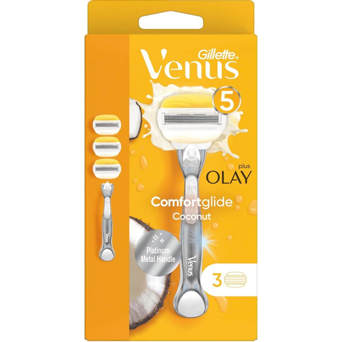 Rakhyvel Comfortglide Coconut w Olay 3st | Hälsa & Skönhet - Hårvård & Styling - Rakhyvlar & Tillbehör - Rakhyvlar | Pryloteket