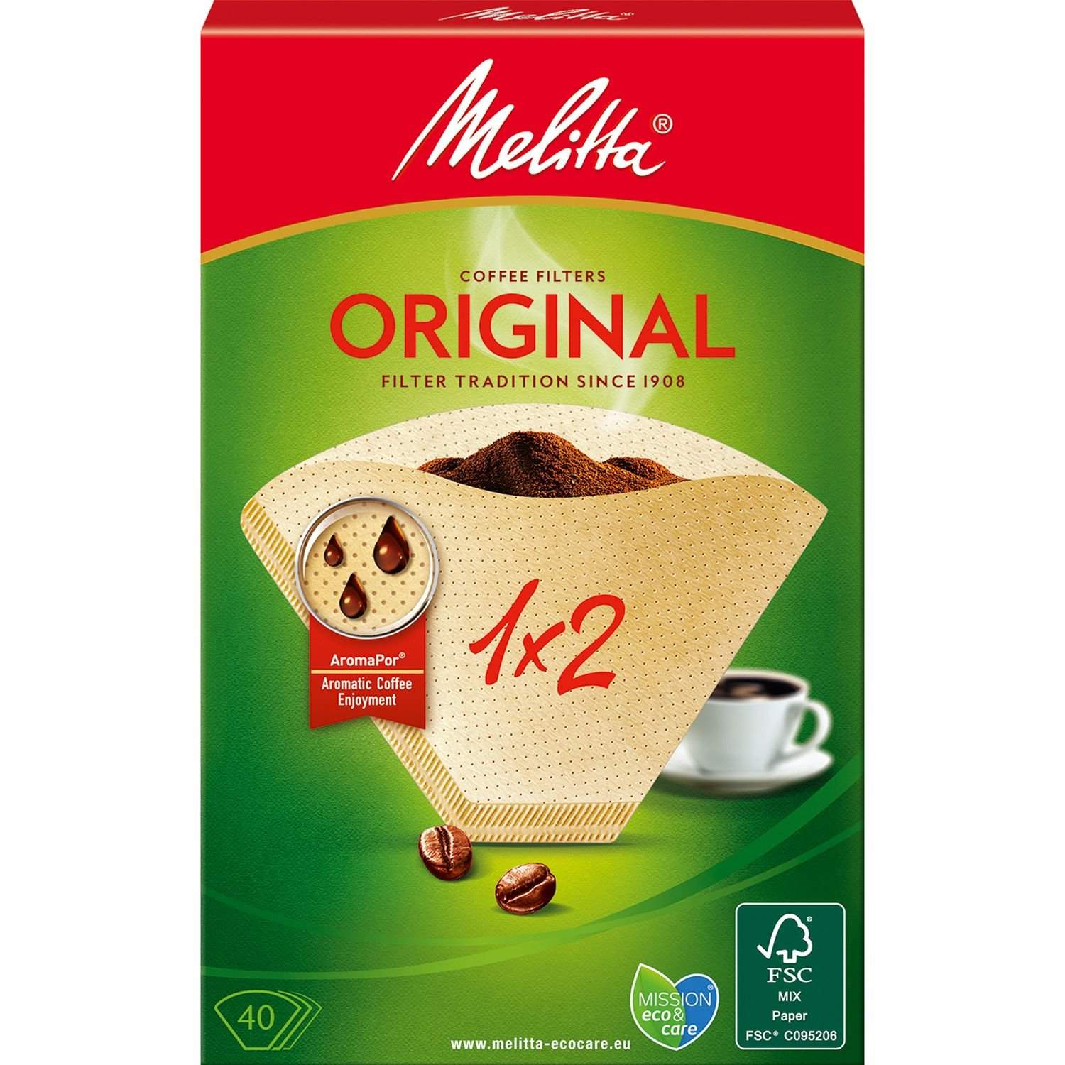 Kaffefilter 1X2 40pack (Bemærk 18 dfp)
