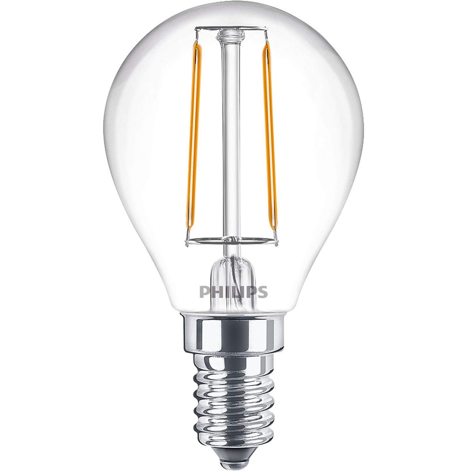 Alternativ bild 1 för Philips - LED-glödlampa med filament - form: P45 - klar finish - E14 - 2 W (motsvarande 25 W) - klass E - varmt vitt ljus - 2700 K (paket om 2)