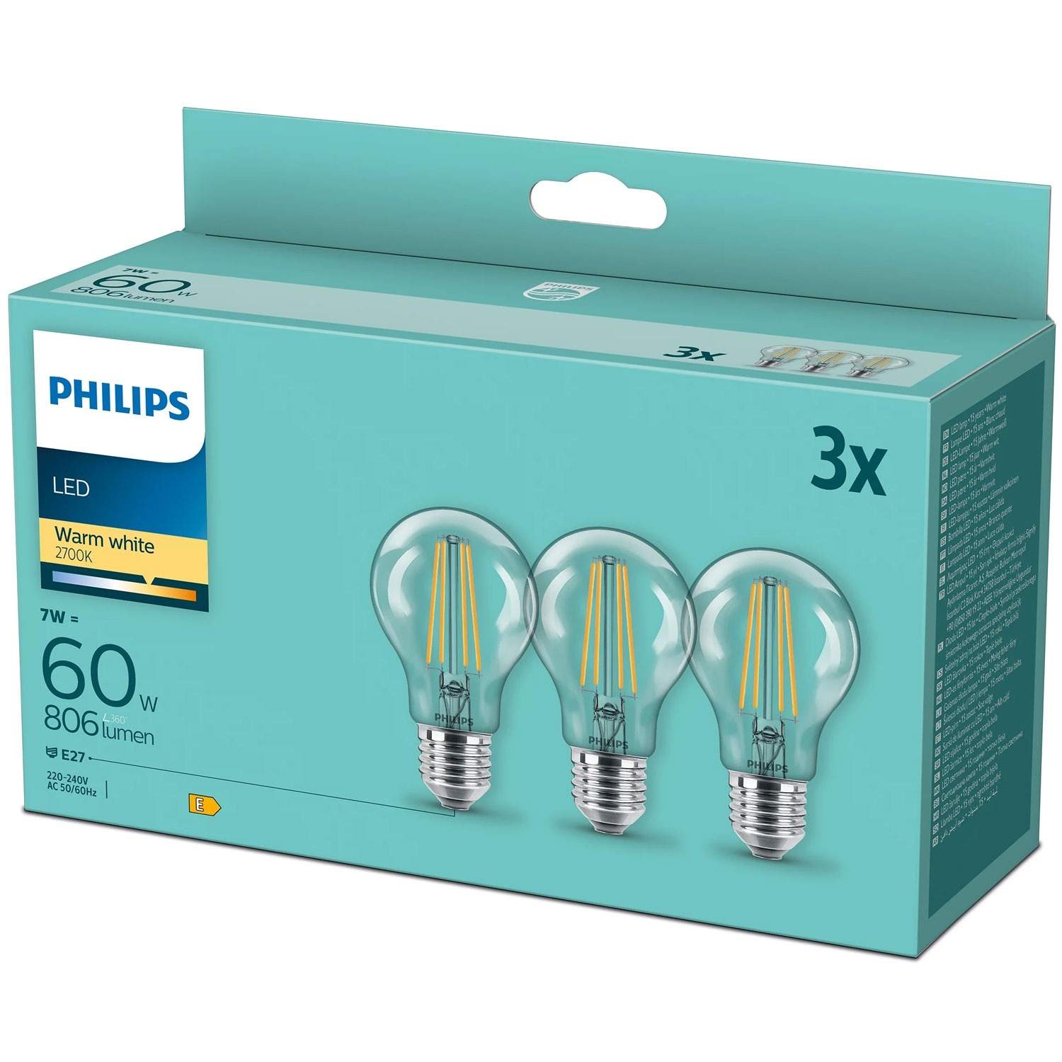 3-pack LED E27 Normal Klar 60W 806lm | Mode & Accessoarer - Smycken, Smyckesset & Tillbehör - Ringar | Pryloteket
