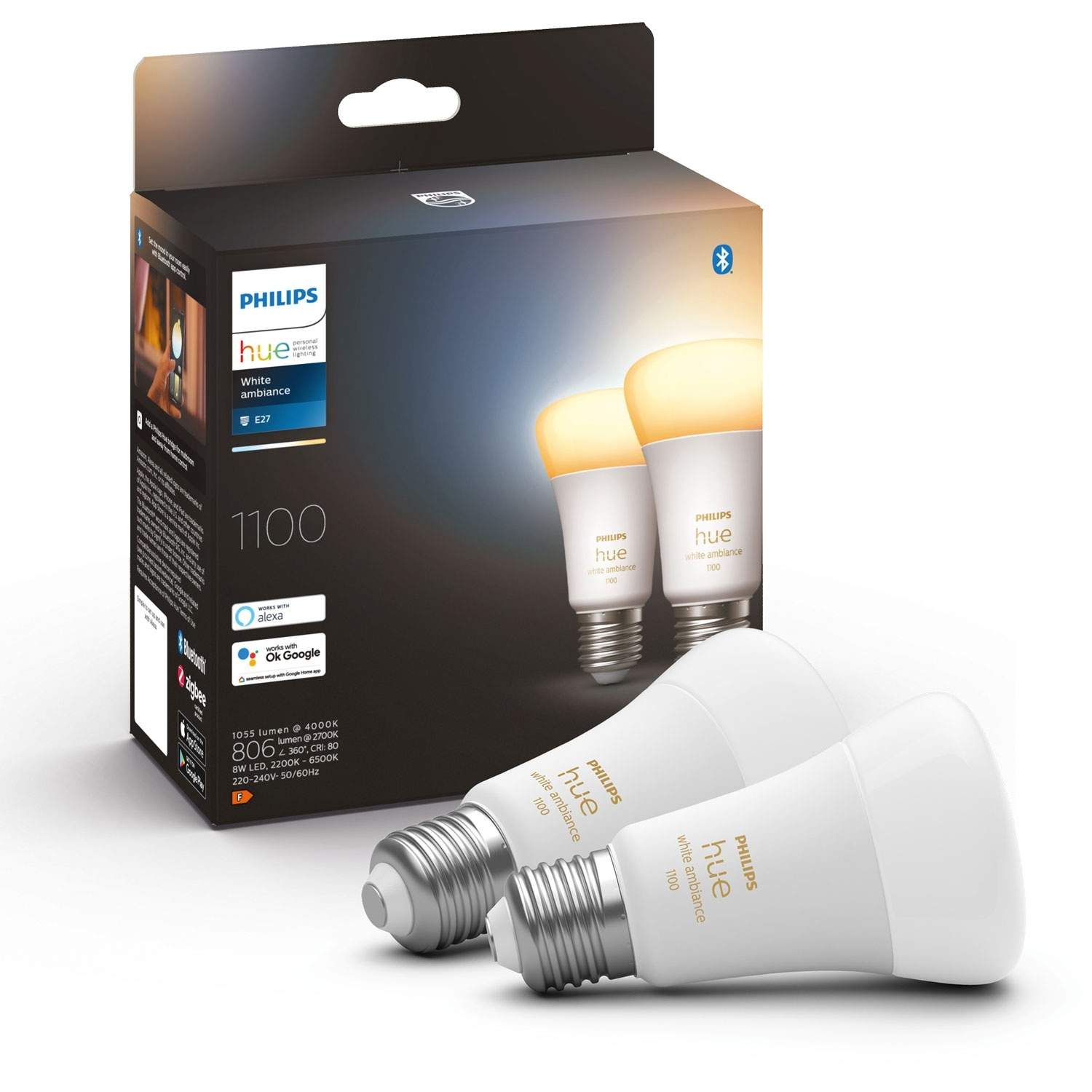 Hue White Ambiance E27 A60 1100lm 2-pak billede
