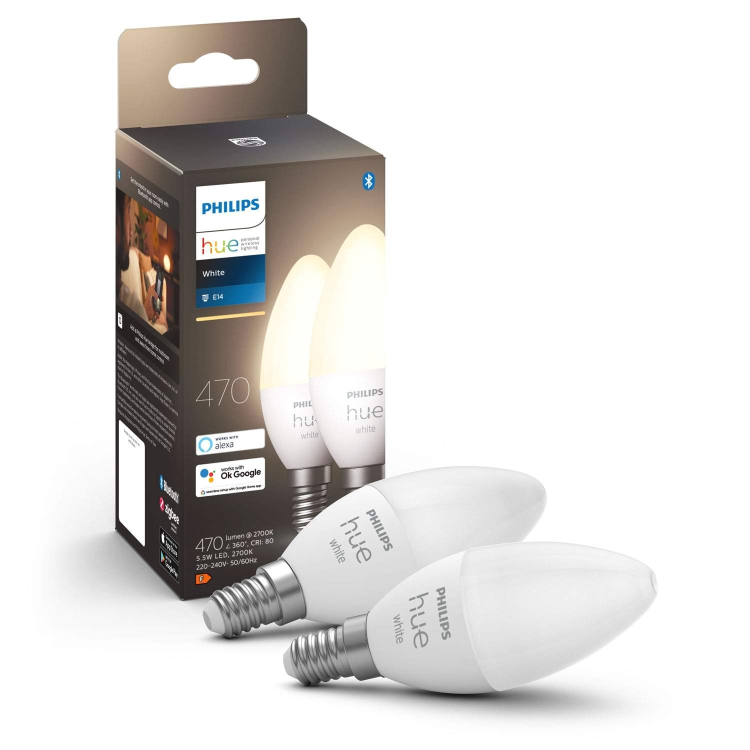 Hue White E14 Kron 2-pack | Sport & Fritid - Friluftsliv & Camping - Belysning | Pryloteket