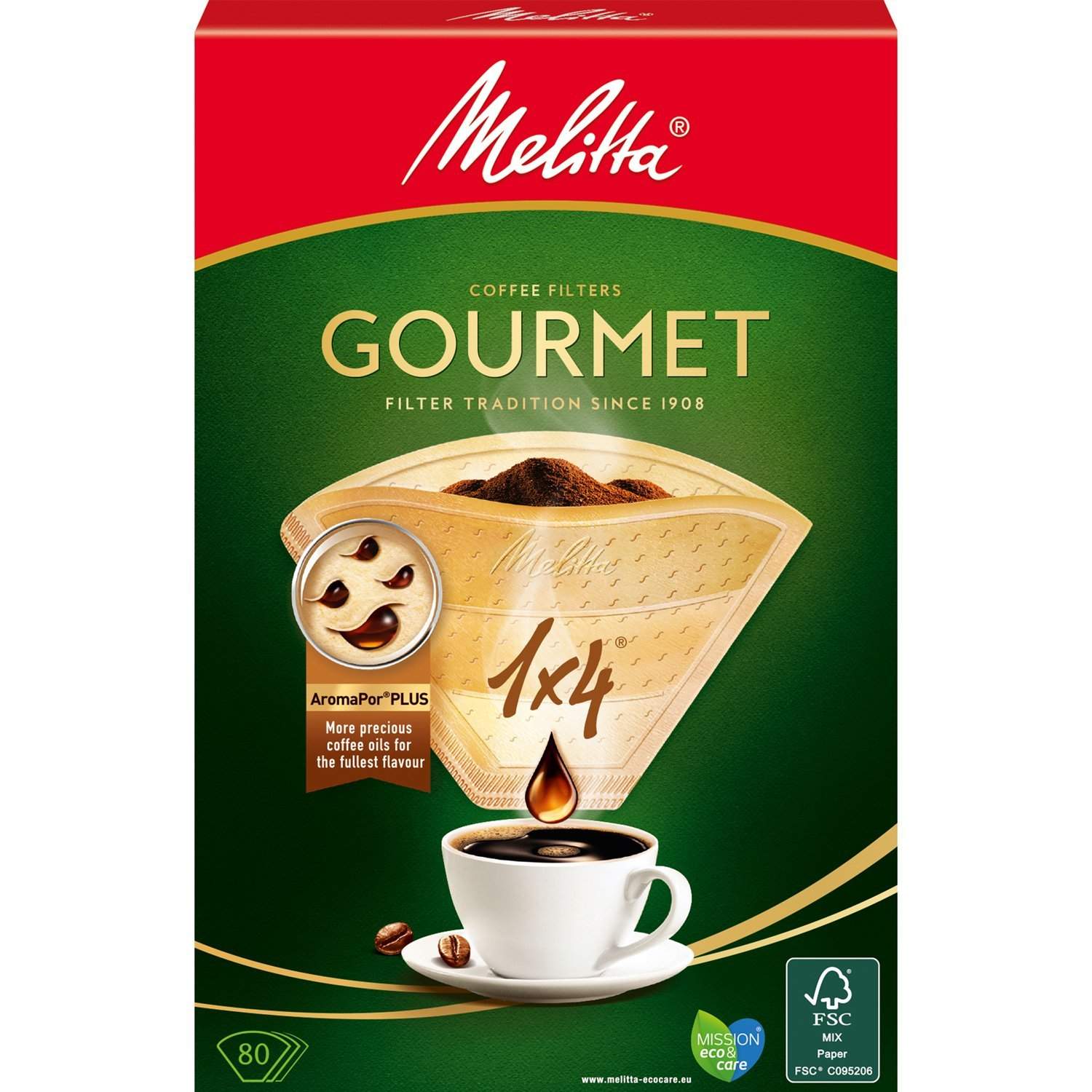 Kaffefilter Gourmet 1X4 Ubleget 80stk X8dfp