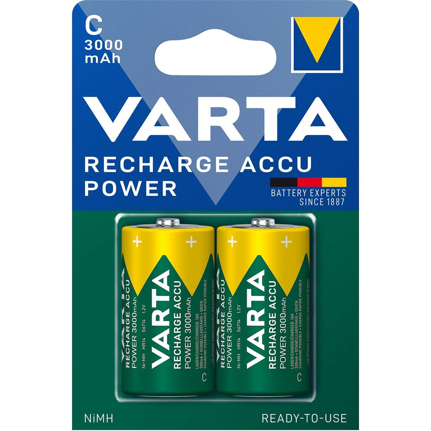 Genopladeligt batteri C 3000 mAh 2-pak billede