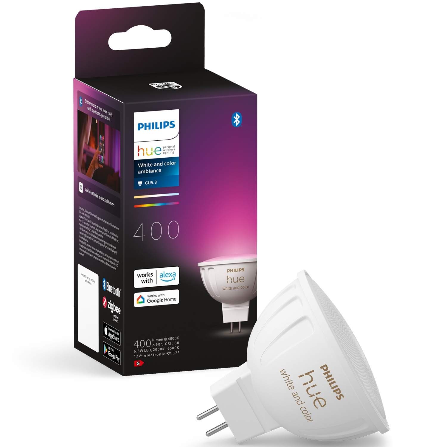 Hue White Color Ambiance GU5.3 MR16 12V 400lm 1-pak billede