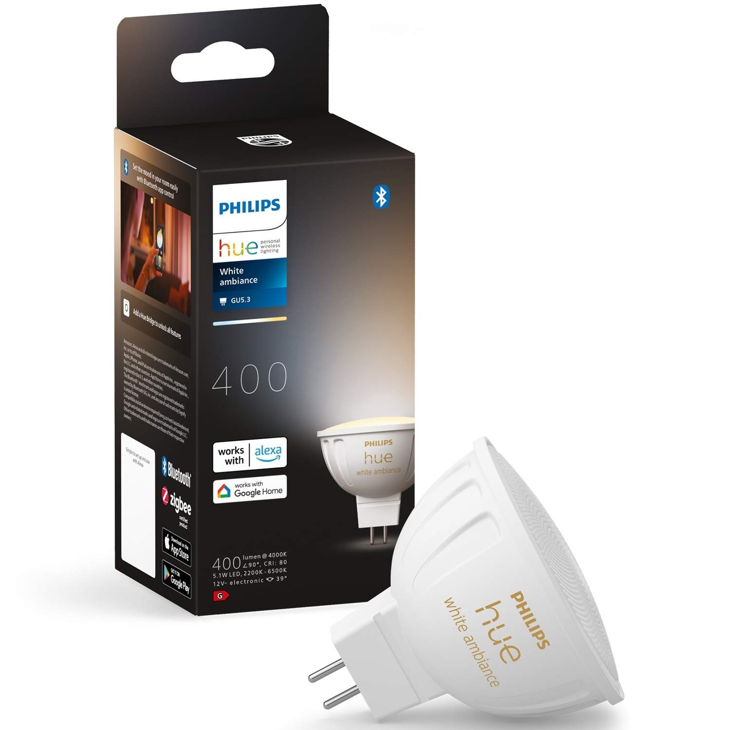 Hue White Ambiance GU5.3 MR16 12V 400lm 1-pak billede