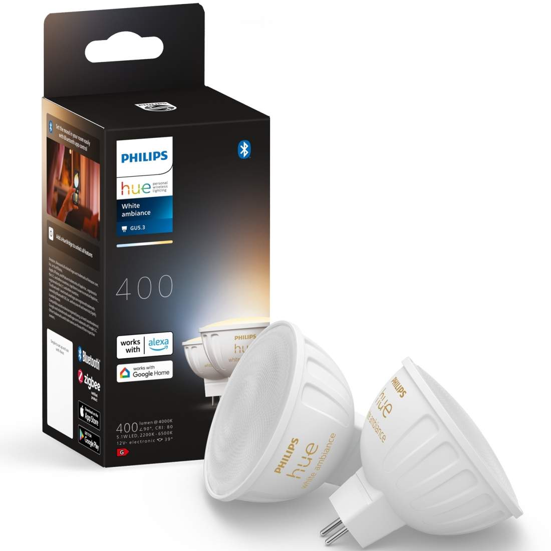 Hue White Ambiance GU5.3 MR16 12V 400lm 2-pack | Elektronik - Tillbehör Mobil & Surfplatta - Mobiltillbehör - Mobilkablar - Tillbehör | Pryloteket