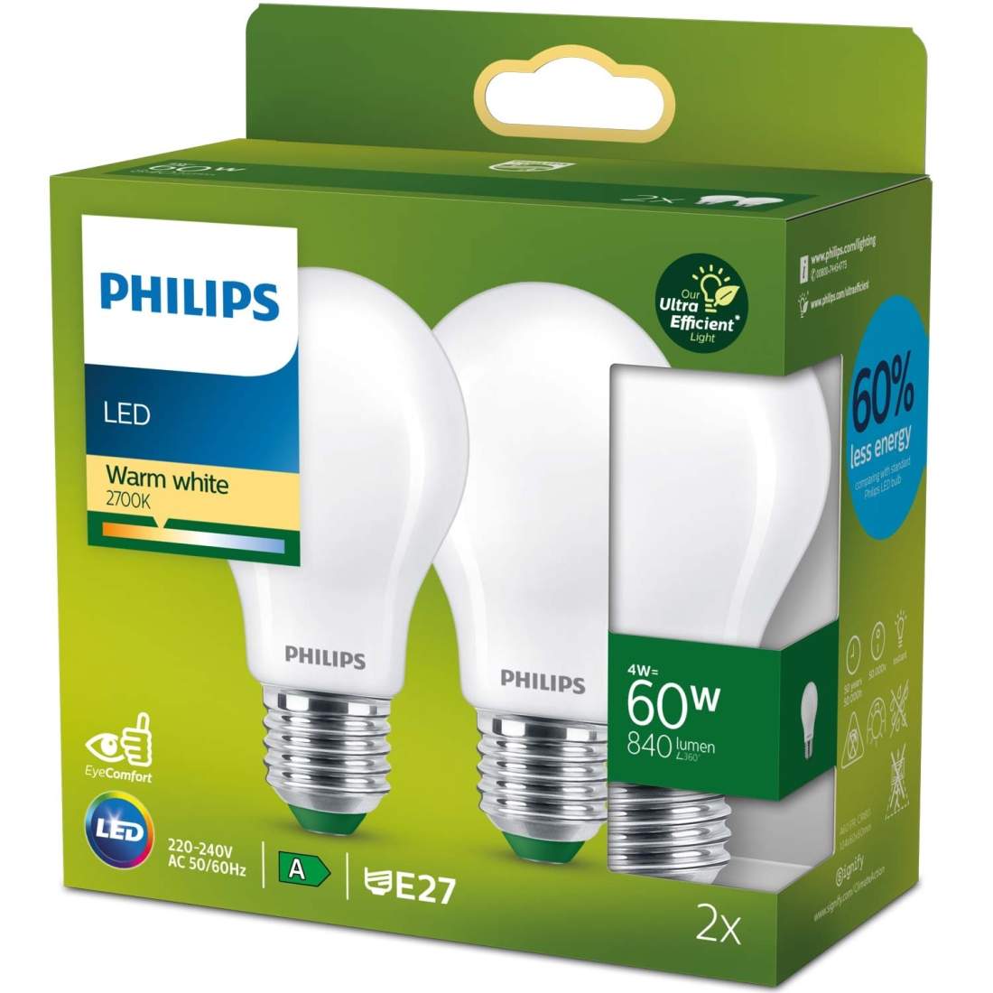 2-pack LED E27 Normal 4W (60W) Frostad 840lm 2700K Energiklass A | Leksaker & Spel - Leksaker - Leksaksfigurer & Dockor - Actionfigurer - DC | Pryloteket