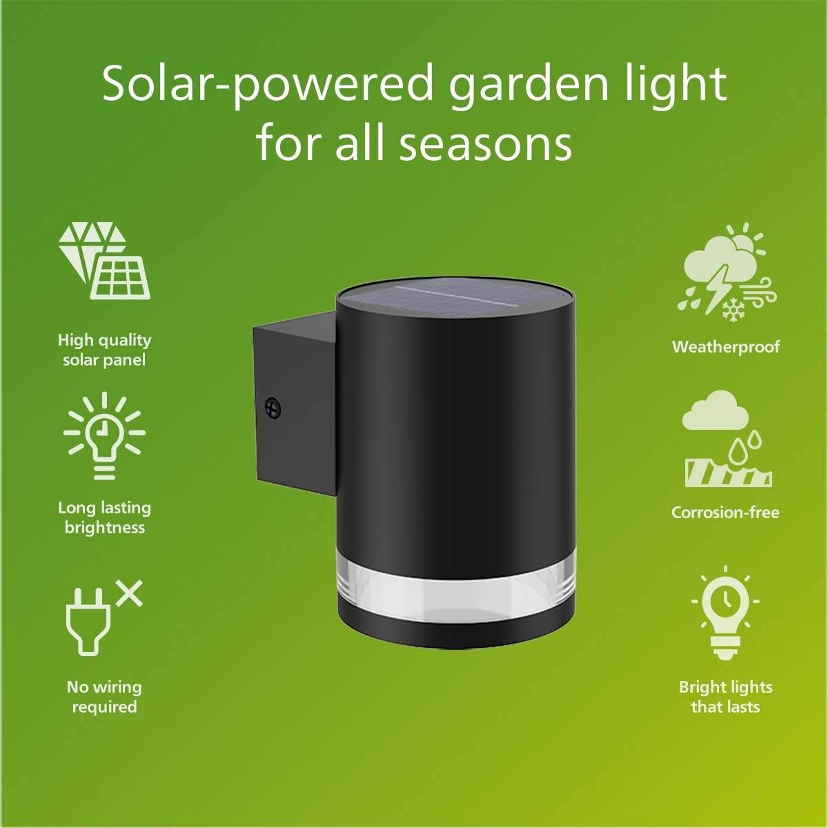 Alternativ bild 1 för Philips Fyce vägglampa 1,5 W, Väggbelysning för utomhusbruk, Svart, Plast, IP44, Fasad, Trädgård, Terass, III