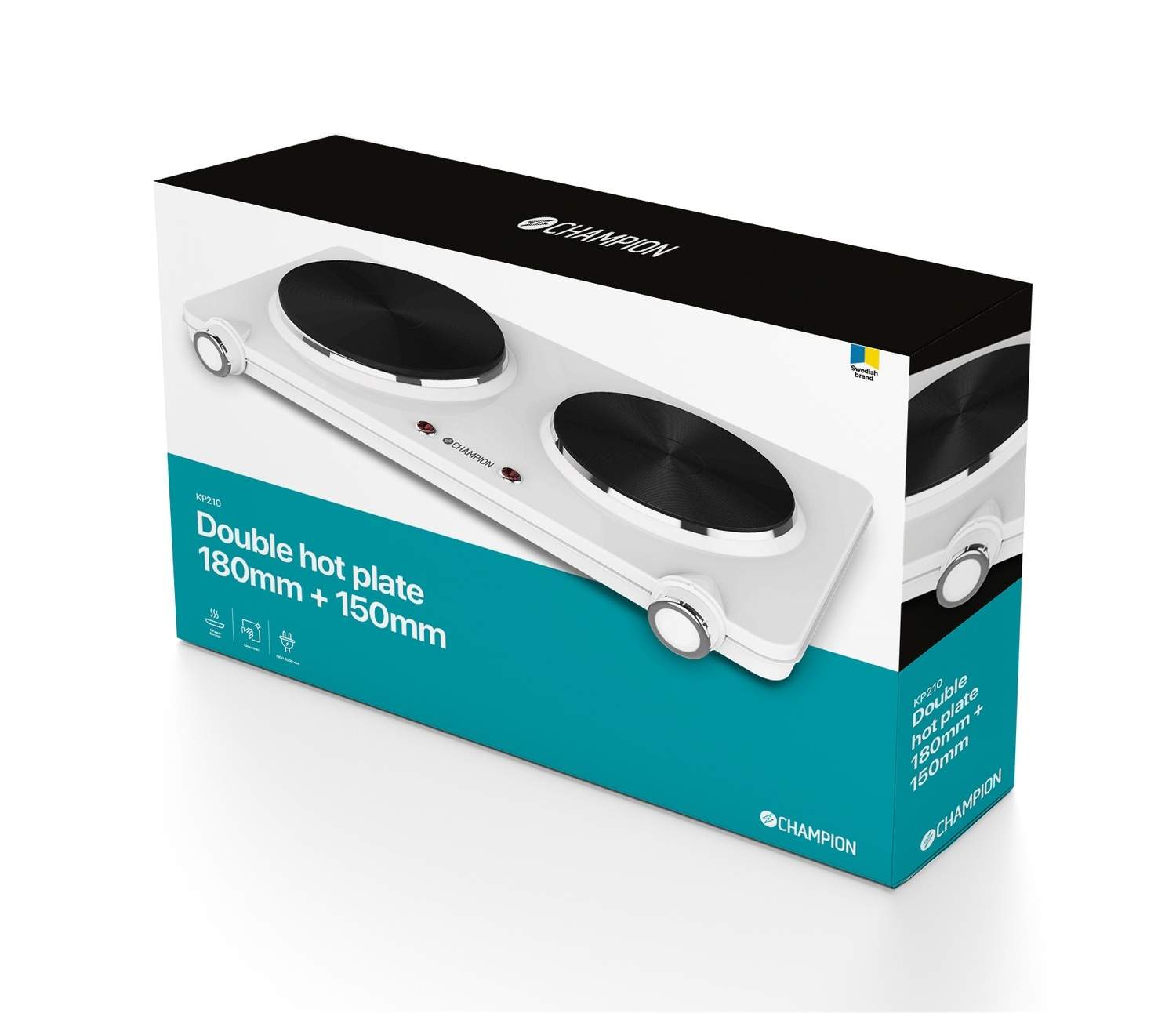 Alternativ bild 1 för Kokplatta Dubbel 180mm + 150mm 2250W KP210 Vit