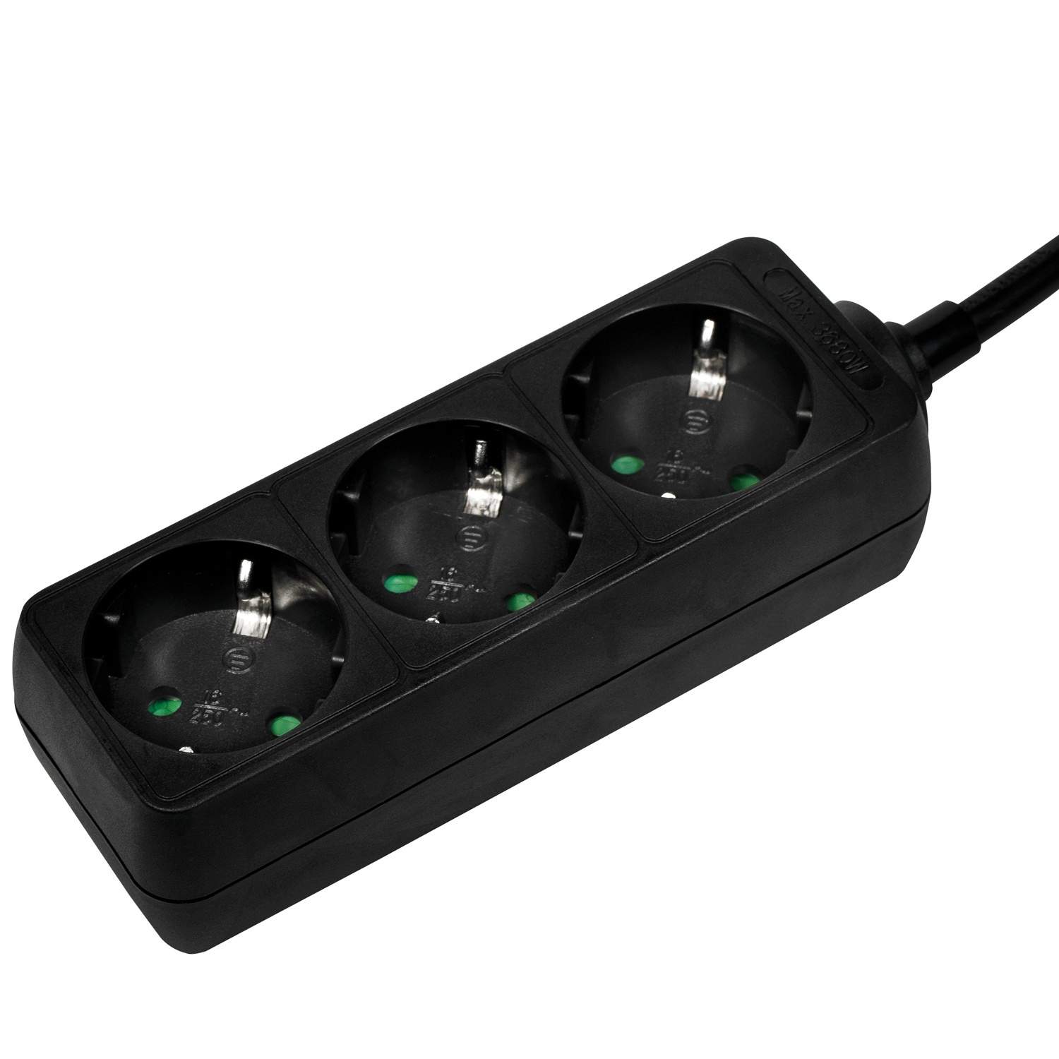 LogiLink Socket outlet 3-way, 1.5m, black