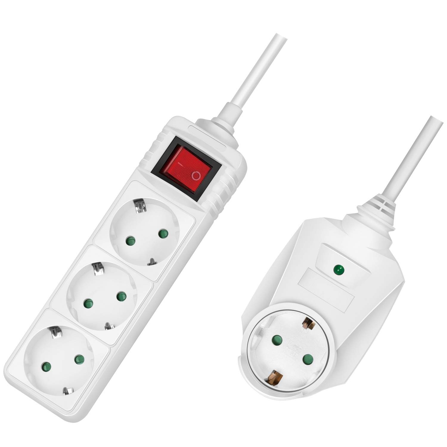 Strømudtag 3-vejs + 1 gennemstik Hvid