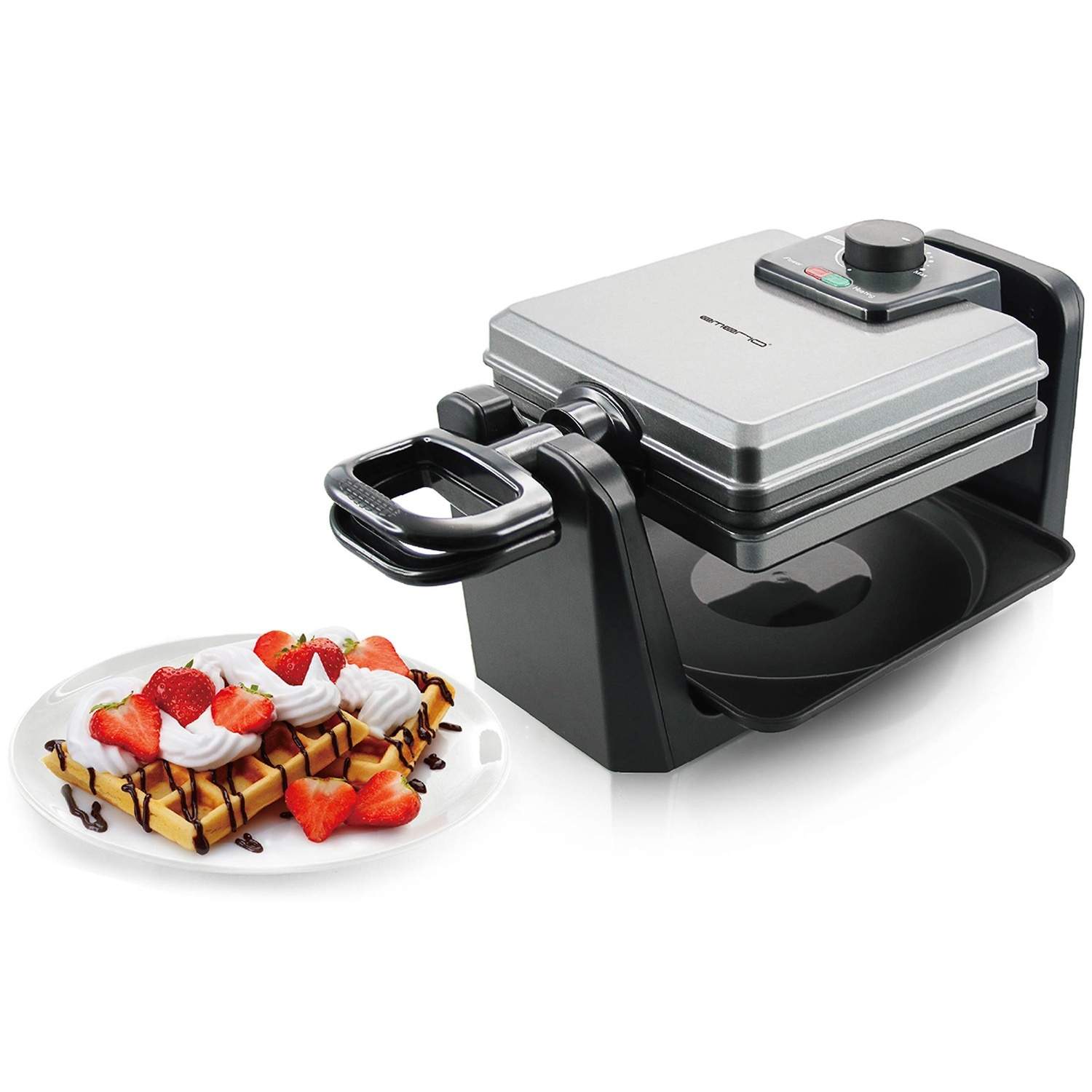 Alternativ bild 1 för Emerio Belgiskt våffeljärn, svart/stål