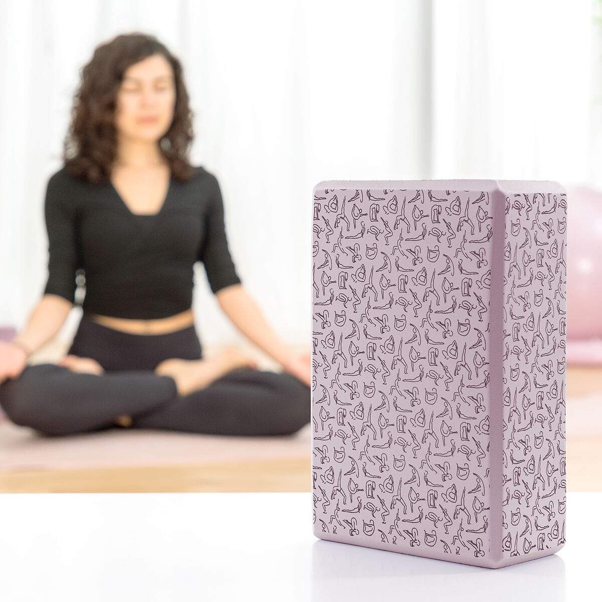 Ergonomisk Yoga Block EVA Foam - Pink/Sort, skridsikker