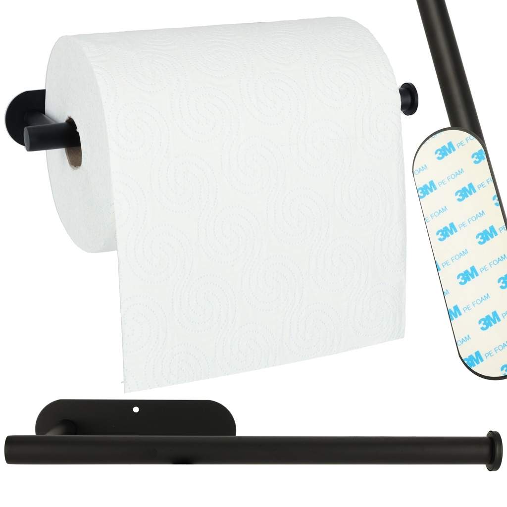 Minimalistisk sort papirholder, mat finish
