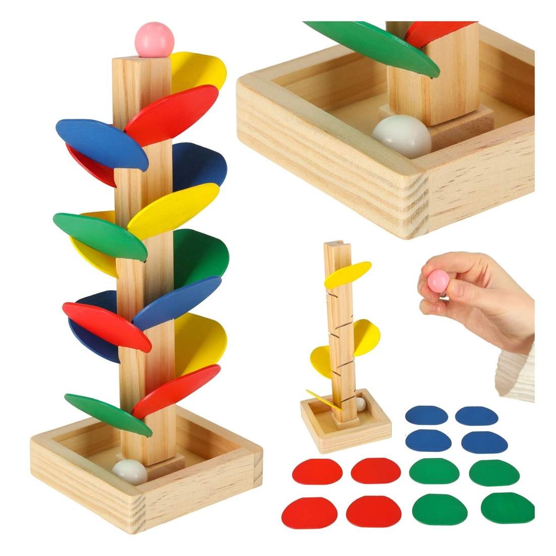 Trätorn med Studsbollar - 21 cm, 16 Blad | Leksaker & Spel - Leksaker - Övriga Leksaker - Bollar | Pryloteket