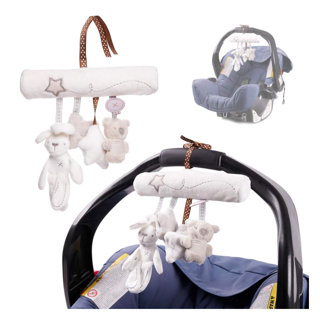 Mysiga bomullshängleksaker för barnvagn