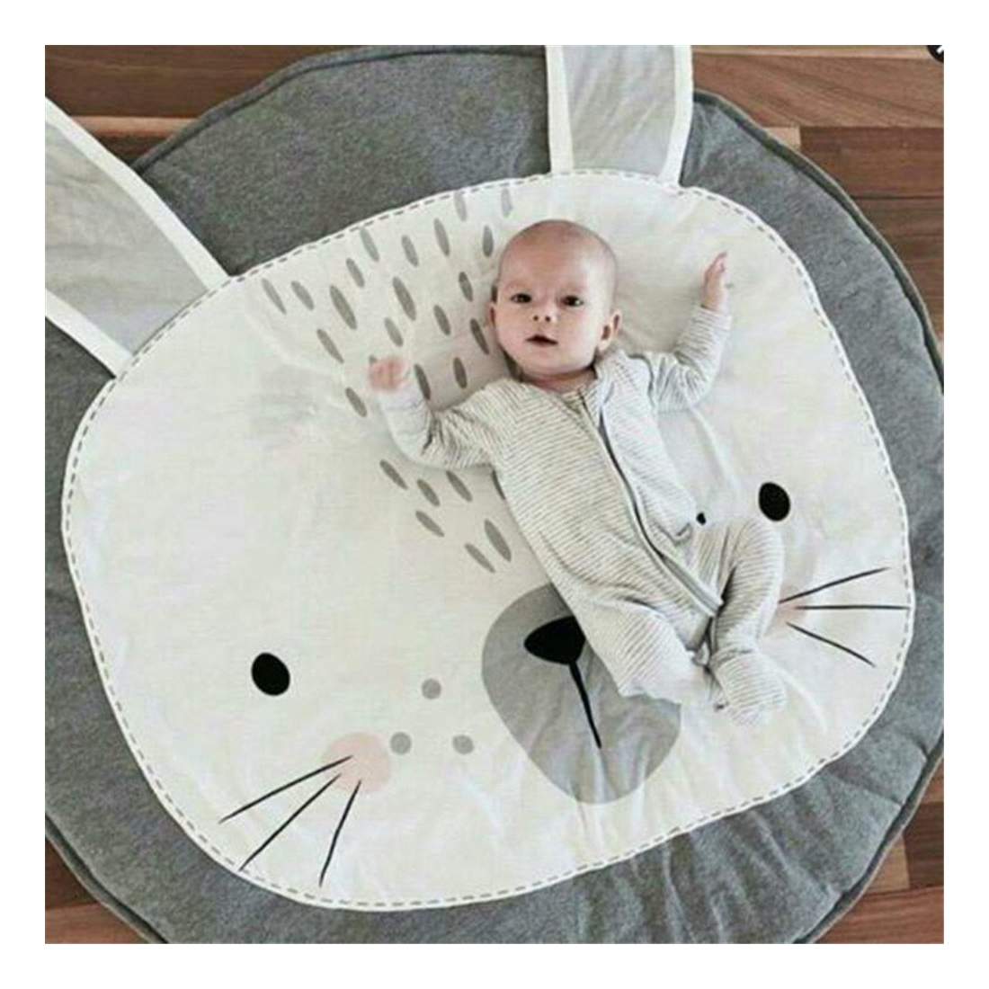 Stor rund babymatta med kaninmotiv, grå 85 cm | Hem & Hobby - Hem & Hushåll - Tvätt | Pryloteket