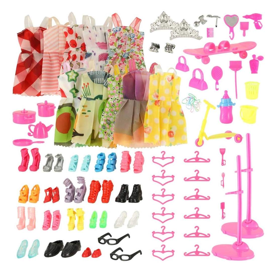 Färgglatt set med 85 dockkläder & accessoarer | Elektronik - Tillbehör Mobil & Surfplatta - Mobiltillbehör - Mobilkablar - Tillbehör | Pryloteket