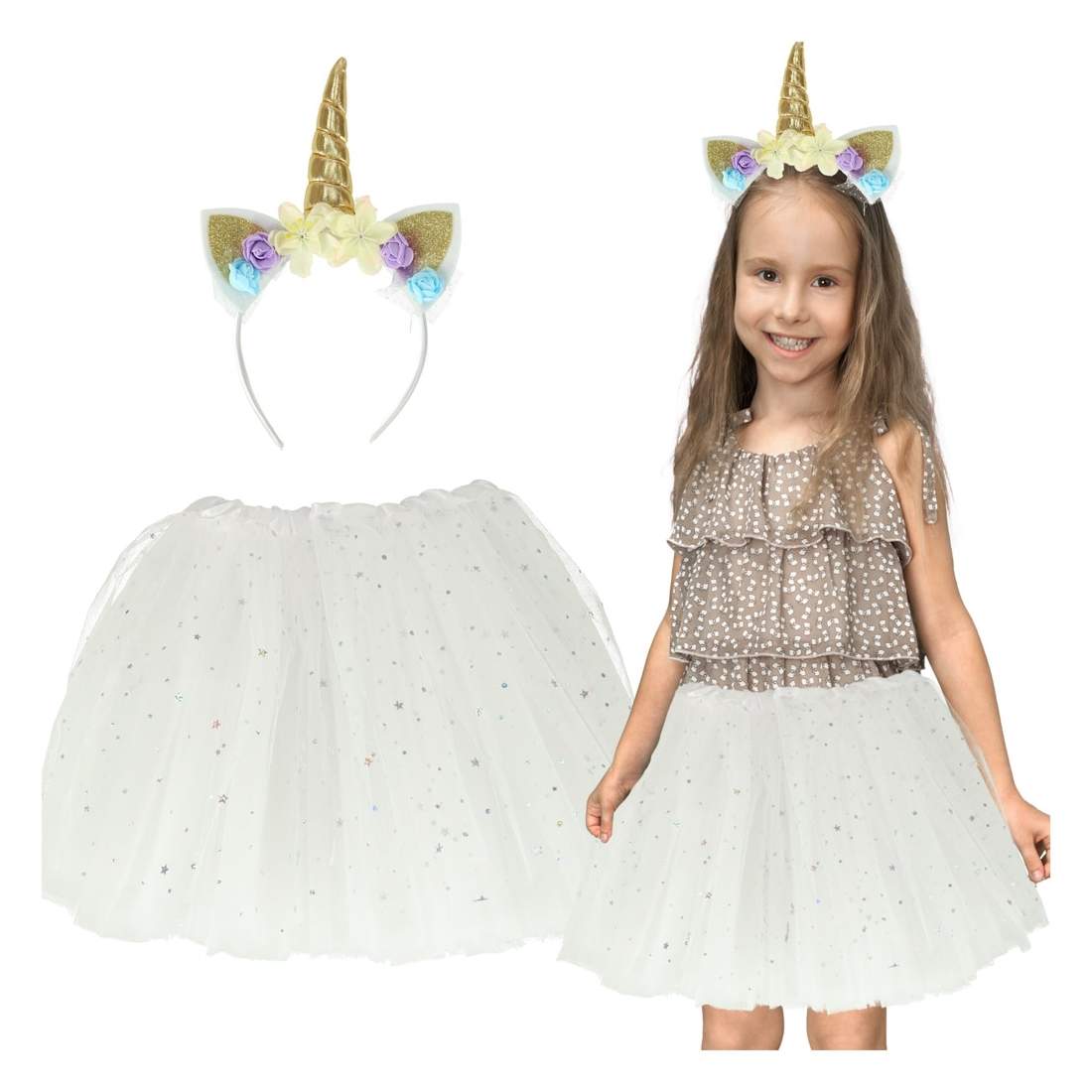 Glittrande Enhörningsdräkt med Kjol & Pannband | Hem & Hobby | Pryloteket