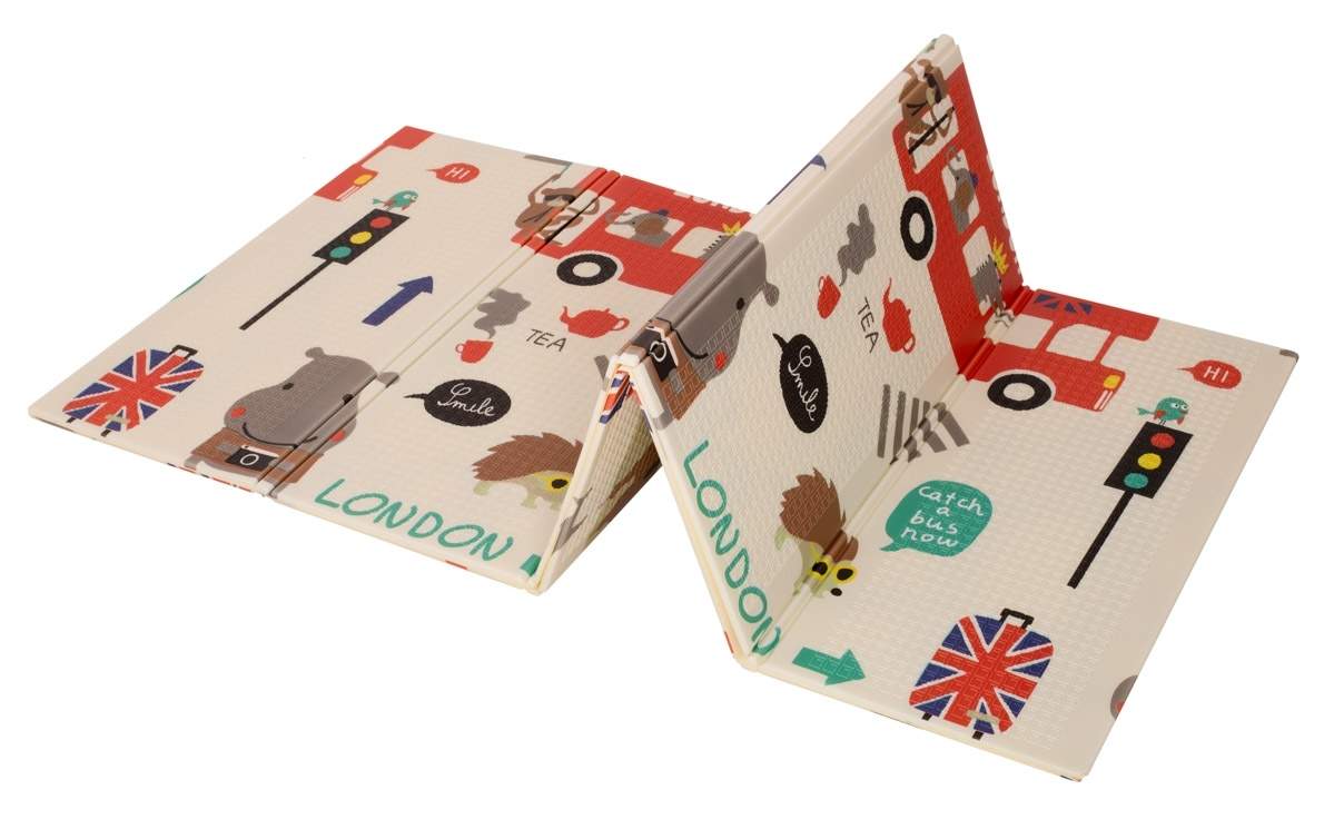 Foldbar skridsikker skummåtte - creme, dyreprint