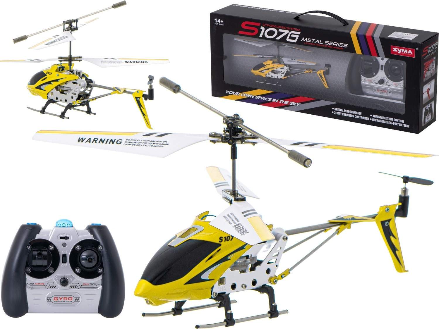 Gul 3-kanalig RC Helikopter med USB-laddning | Elektronik - Kablar & Adaptrar - Adaptrar & Signalomvandlare - USB | Pryloteket