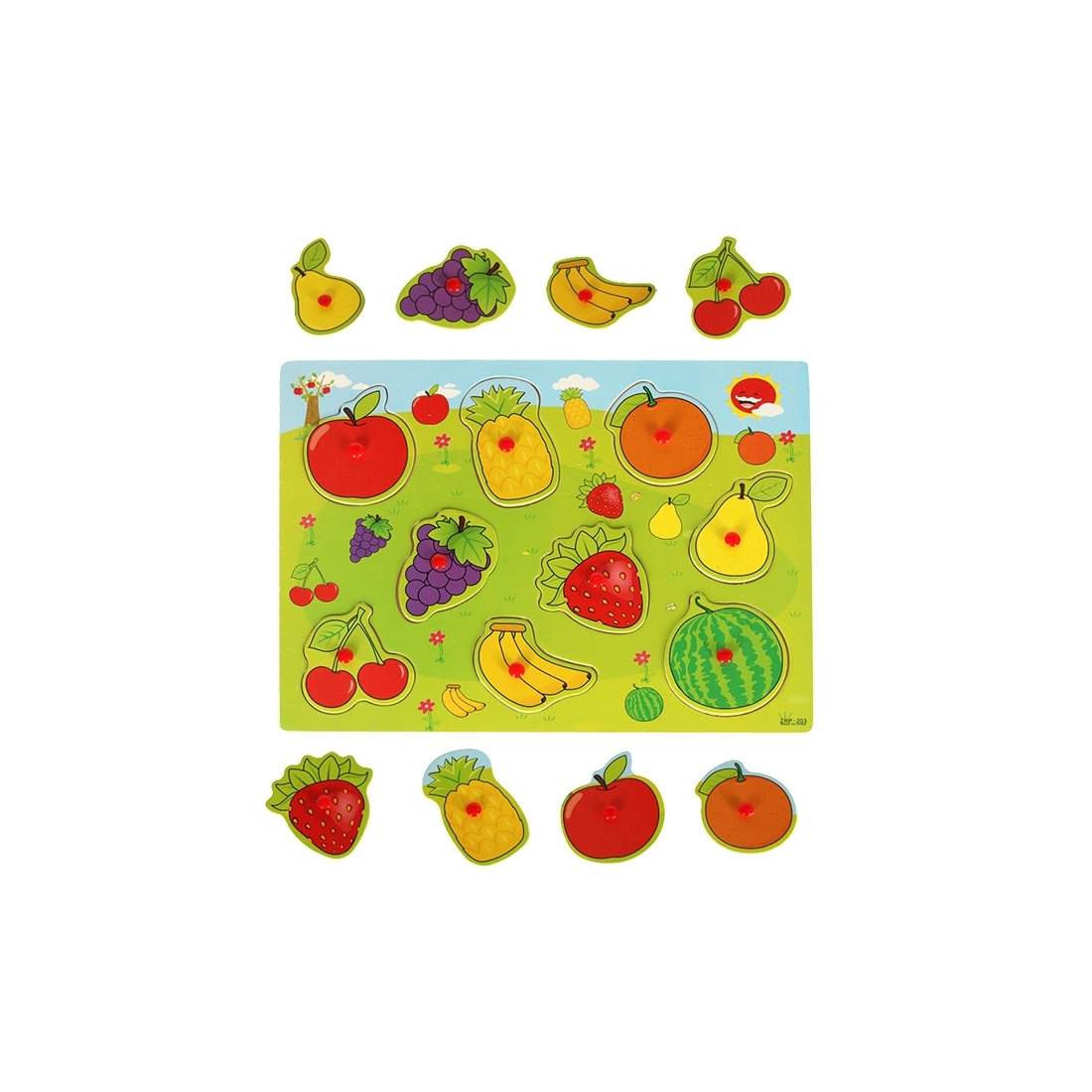 Träpussel med frukter och handtag, 29,5x22,5 cm | Leksaker & Spel - Leksaker - Pussel | Pryloteket