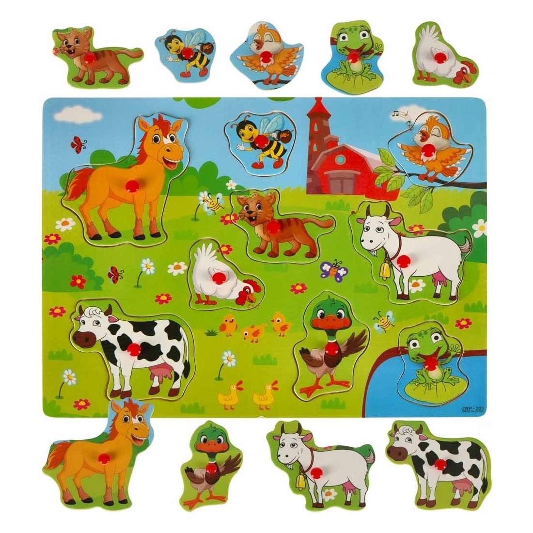 Träpussel med djurmotiv och handtag 29,5x22,5cm | Leksaker & Spel - Leksaker - Pussel | Pryloteket